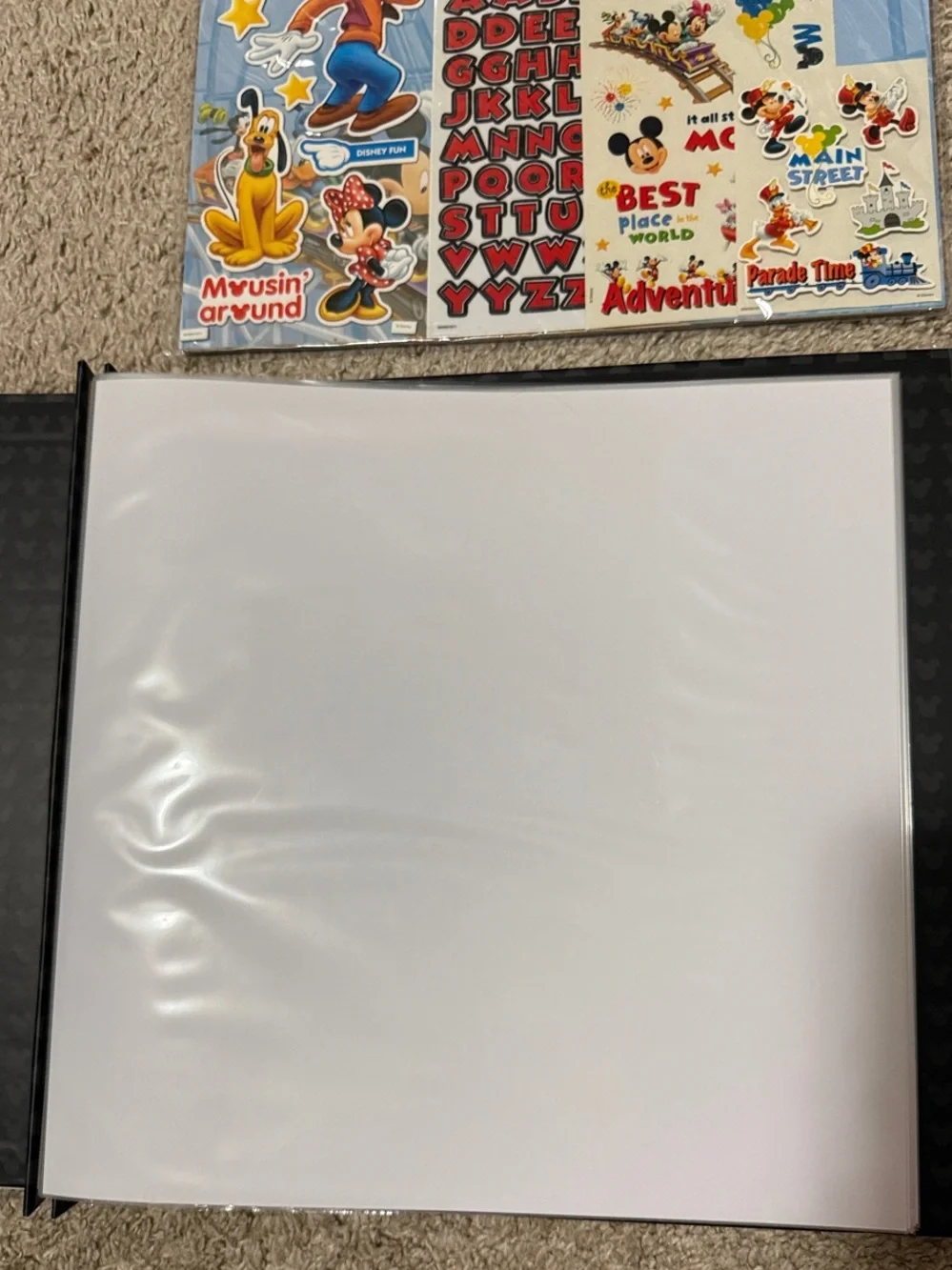 Disney Mickey Mouse Black Photo Album with Red, Yellow & Teal Polka Dots